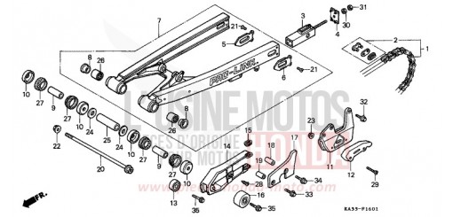 REAR FORK/DRIVE CHAIN (2) CR125RF de 1985